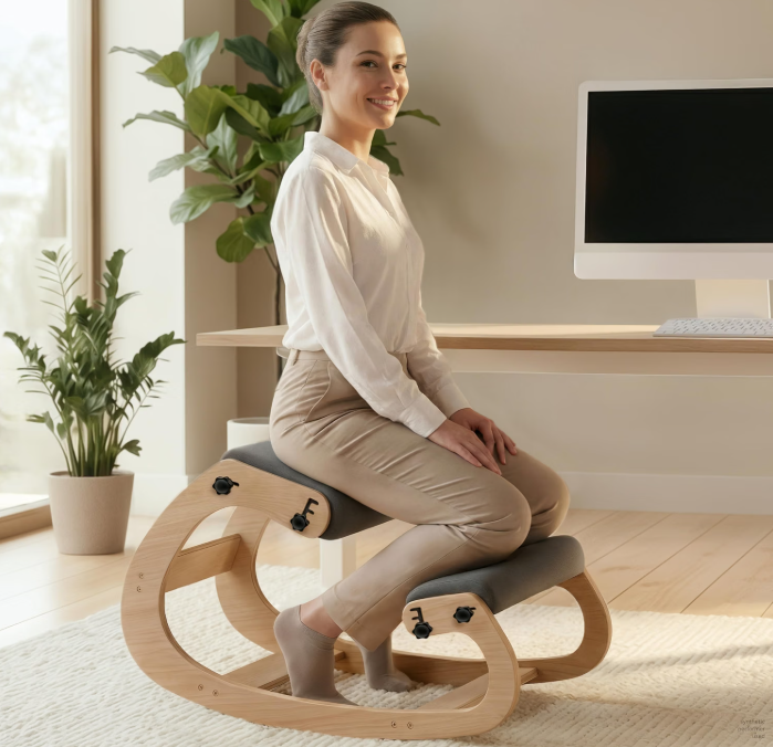 ergonomic products for posture - wooden kneeling chair