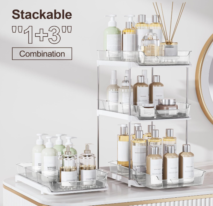 bathroom vanity organization ideas - stackable under sink organizer