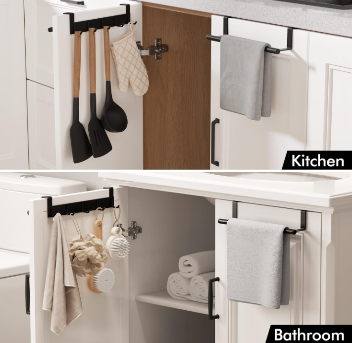 bathroom vanity organization ideas - over cabinet towel bar