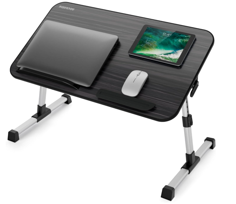 work from bed setup - adjustable laptop bed tray table
